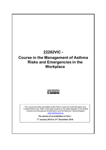 Course in the Management of Asthma Risks and Emergencies in the