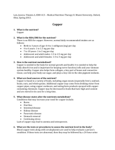 Copper - Medical Nutrition Therapy Manual