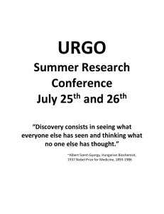 URGO Summer Research Conference schedule