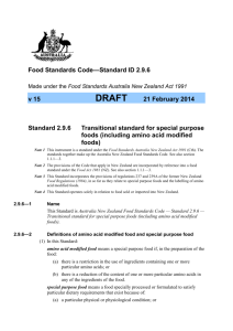 Food Standards Code—Standard ID 2.9.6