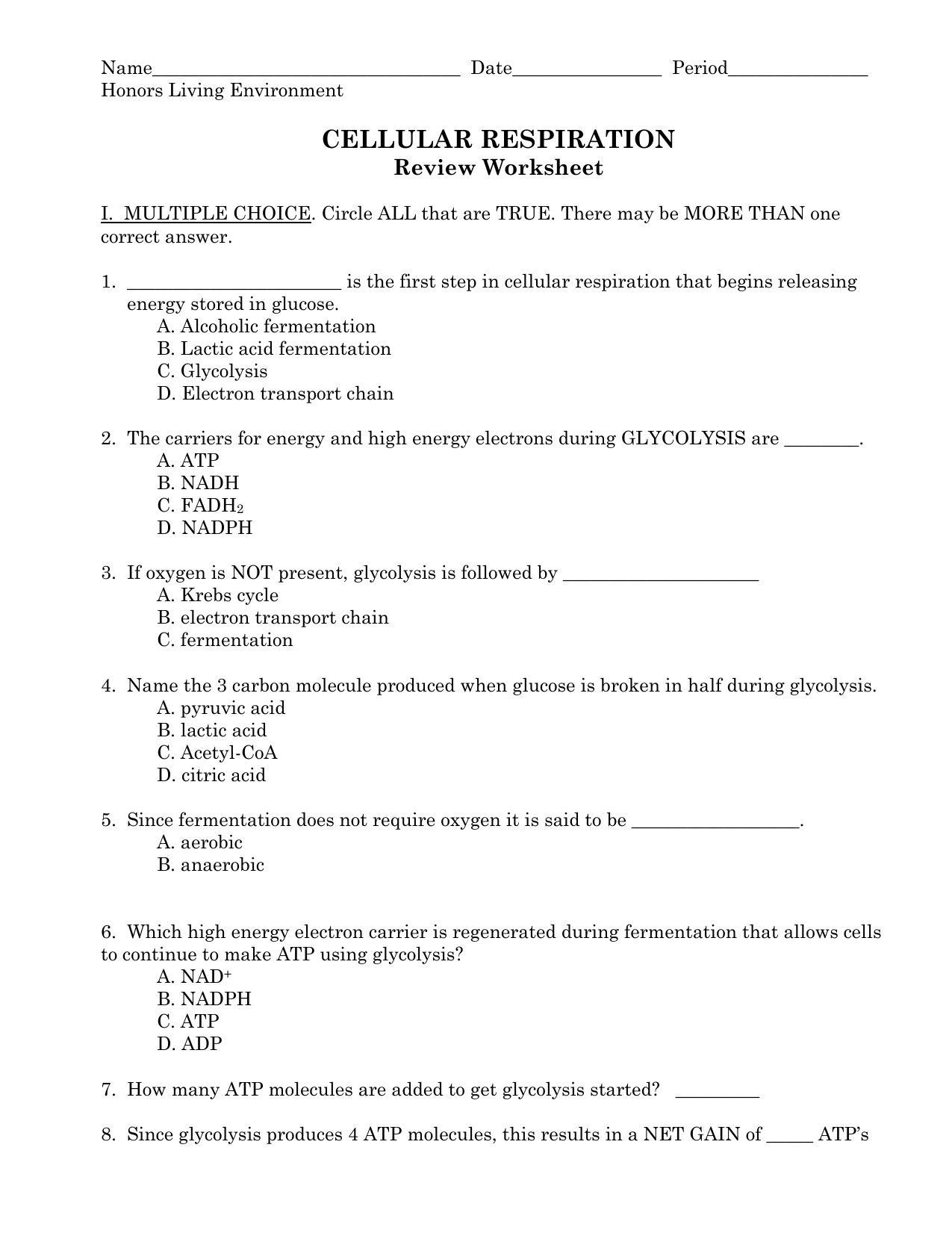 Atp Formation Worksheet 8 Answers - Nidecmege