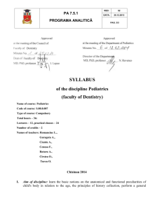 syllabus of the discipline Pediatrics