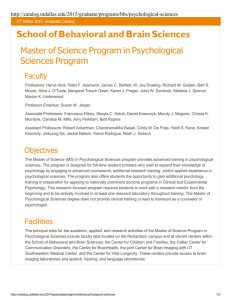 Master of Science Program in Psychological Sciences Program