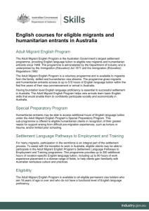 English courses for eligible migrants and humanitarian entrants in