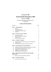 Mental Health Regulations 2008 - Victorian Legislation and