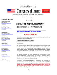 2014 Conveners` Eid ul-Fitr Announcement