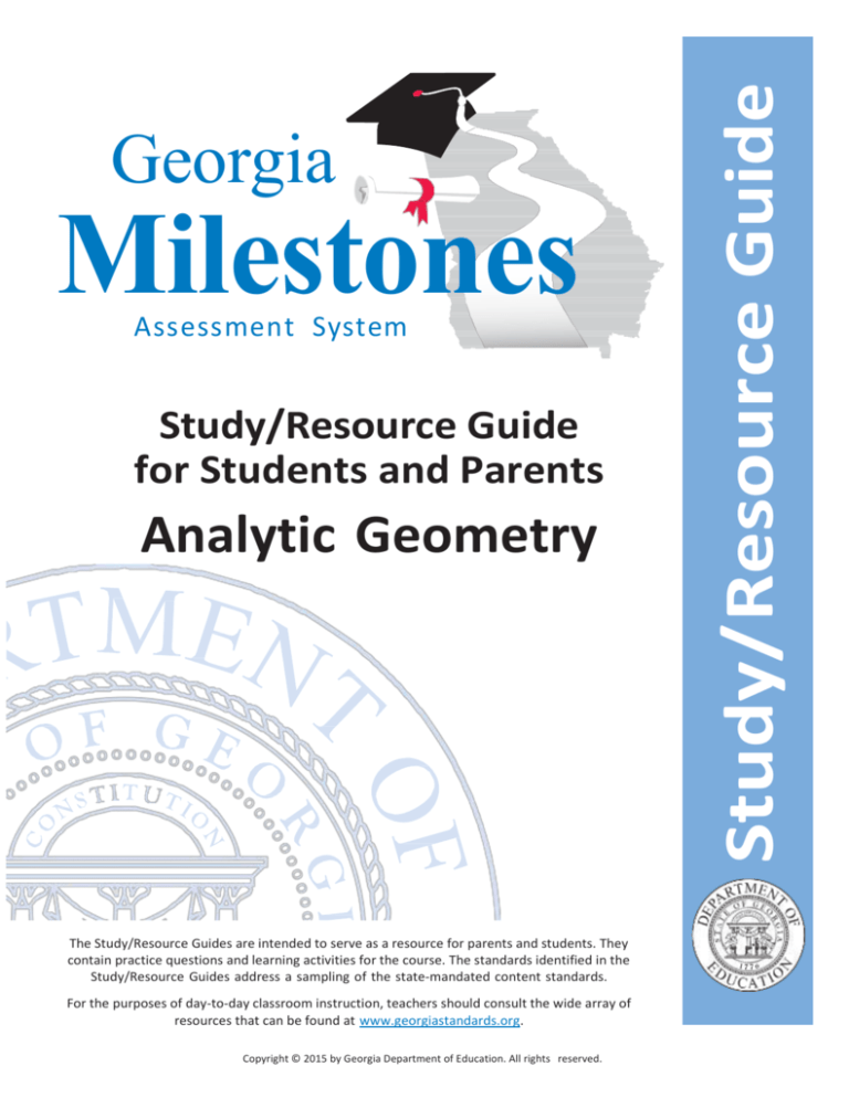 Milestones Analytic Geometry EOC Study/Resource Guide