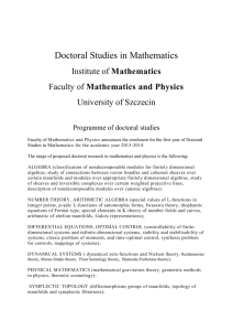 Doctoral Studies in Mathematics - Wydział Matematyczno