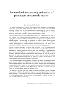 Entropy estimation of parameters in economic models