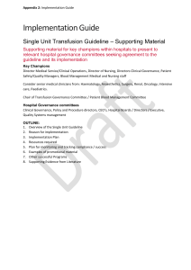 Single Unit Transfusion Guideline – Supporting Material