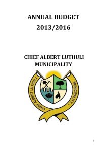 DRAFT ANNUAL BUDGET - Albert Luthuli Local Municipality Chief