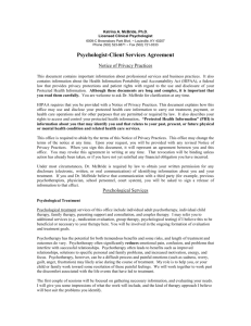 Psychologist-Client Services Agreement