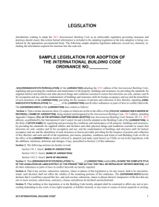 sample legislation for adoption of the international building code