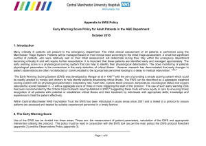 Early Warning Score Policy for Adult Patients in the A&E Department