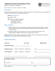 Admissions Deferment Request Form