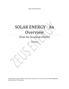 SOLAR ENERGY : An Overview