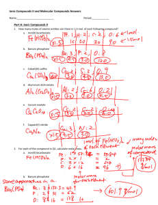 Worksheet on Ionic and Covalent/Molecular Compounds Answers