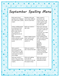 September Spelling Menu Write each of your spelling words