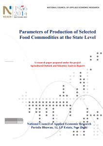 Parameters of Production of Selected Food Commodities at the