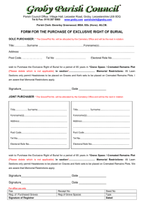form for the purchase of exclusive right of burial