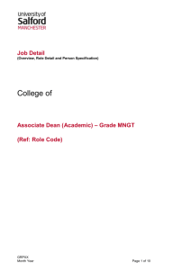 Job Detail Template (JD-PS) Associate Dean (Academic)