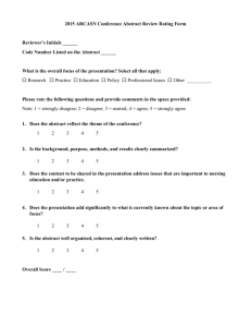 2015 ARCASN Conference Abstract Review Rating Form
