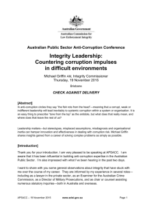 AFP Senior Officer Muster**Integrity in law enforcement**9 February