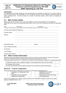 Application for Equipment Approval and filing for