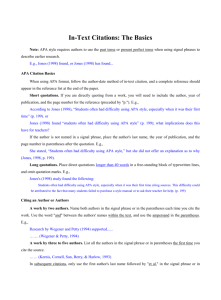 In-Text Citations and Reference Format