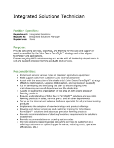 Integrated Solutions Technician Position Specifics: Department