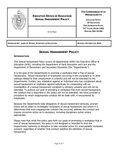 Sexual Harassment Policy - Massachusetts Department of Education