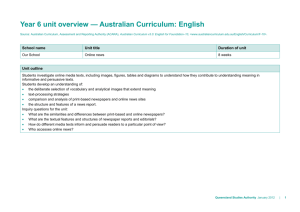 Year 6 unit overview * Australian Curriculum: English