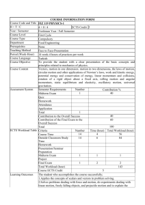 COURSE INFORMATION FORM Course Code and Title FIZ 119