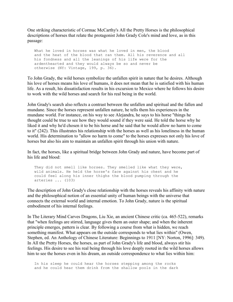 All the pretty horses analysis picture