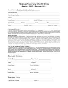 Permission Slip and Medical Release Form