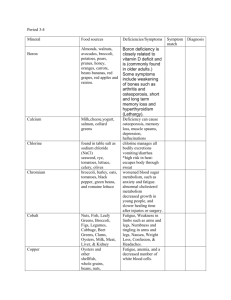Period 3-4 Mineral Food sources Deficiencies/Symptoms Symptom