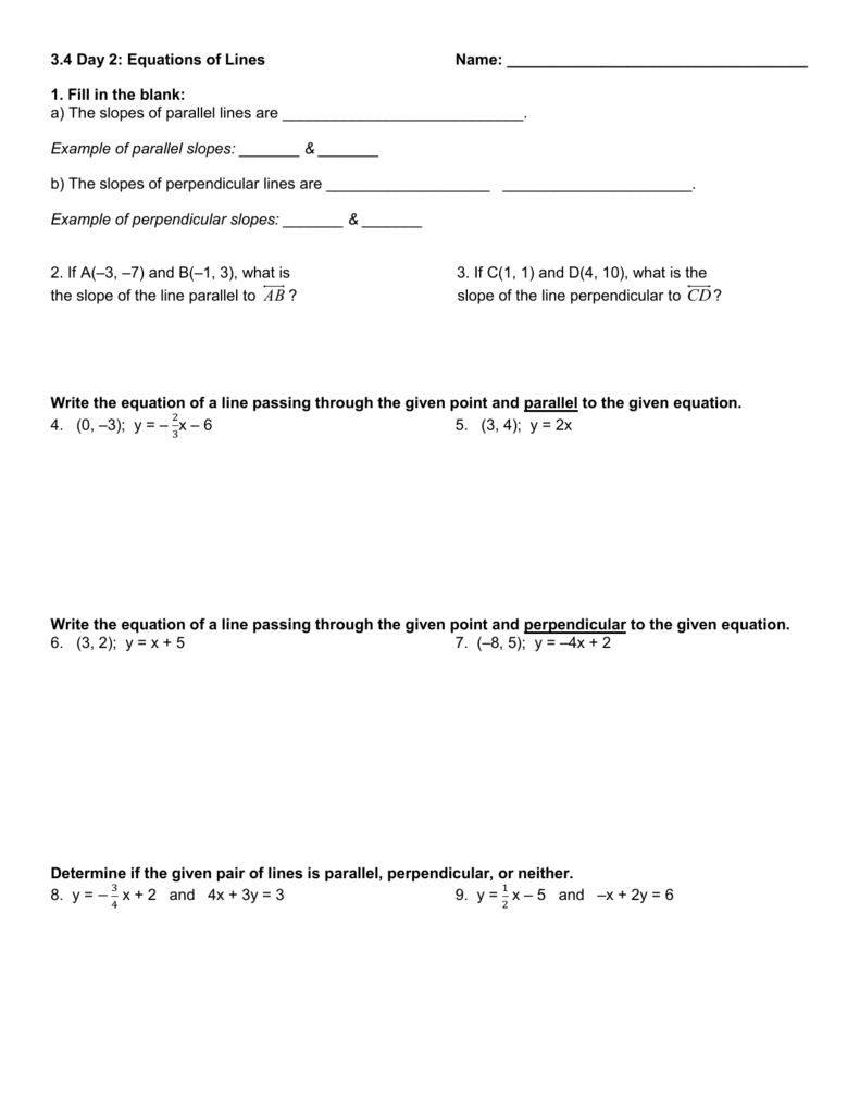 2222.2222 Day 22 worksheet For Writing Equations Of Lines Worksheet