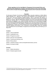 Studienordnung für den Masterstudiengang Environment, Climate