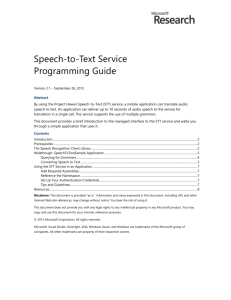 Speech-to-Text Service Programming Guide