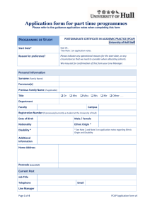 Application for admission and registration to a part