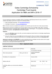 Gates Cambridge and Cambridge Trust application form 2016/17
