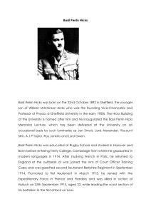 HICKS Basil Perrin - Bushey First World War Commemoration Project