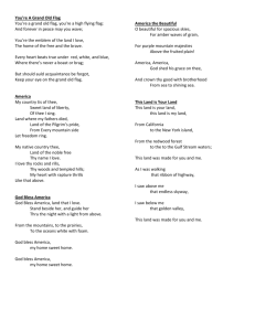 Patriotic song sheet for the nursing home