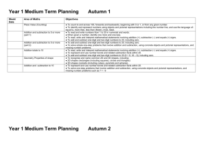 Year 1 Medium Term Planning maths