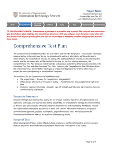Comprehensive Test Plan - The University of Texas at Austin