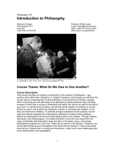 PH 101-001 - Introduction to Philosophy