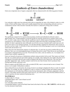 Organic2 - Synthesis of Esters