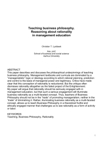 Teaching business philosophy. Reasoning about rationality