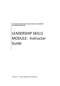 LEADERSHIP SKILLS MODULE: Instructor Guide