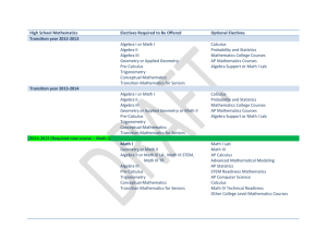 High School Mathematics - Courses and Electives